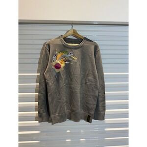 G-Star Raw Mens Embroidered Crane‎ Knit Sweater Grey Crewneck Large Brand New